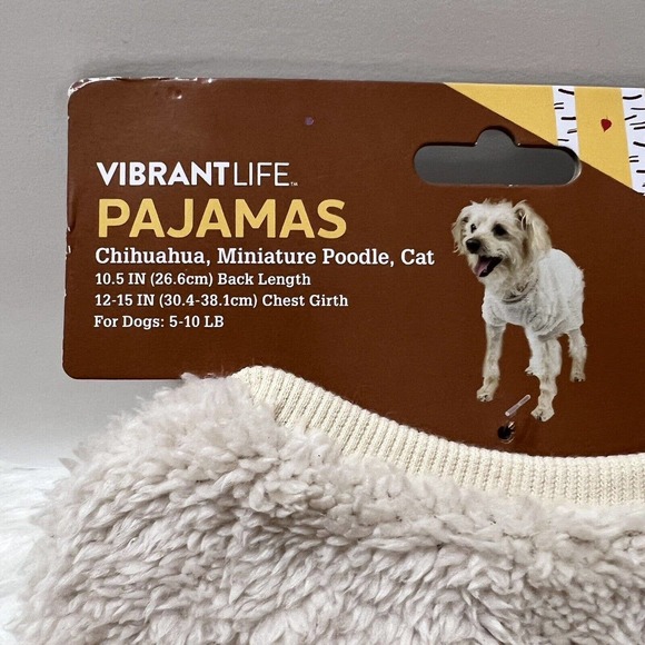 NIP Vibrant Life Pajamas Chihuahua, Miniature Poodle, Cat Pet Clothing XS Cream - Picture 7 of 7